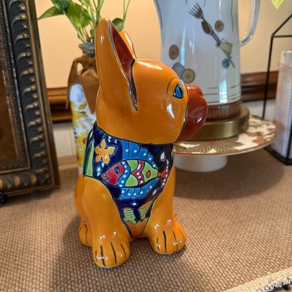 Handcrafted Talavera French Bulldog~Mexican folk art pottery - Picture 7 of 11